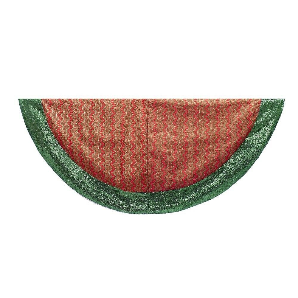 Kurt Adler 48-Inch Red and Green Metallic With Sequins Christmas Tree Skirt